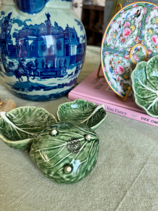 Mini Bordallo Pinheiro Cabbage Bowl – 3” Green Ceramic Dish (Sold Individually)