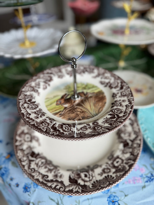 Spode Woodland Rabbit Two Tiered Stand