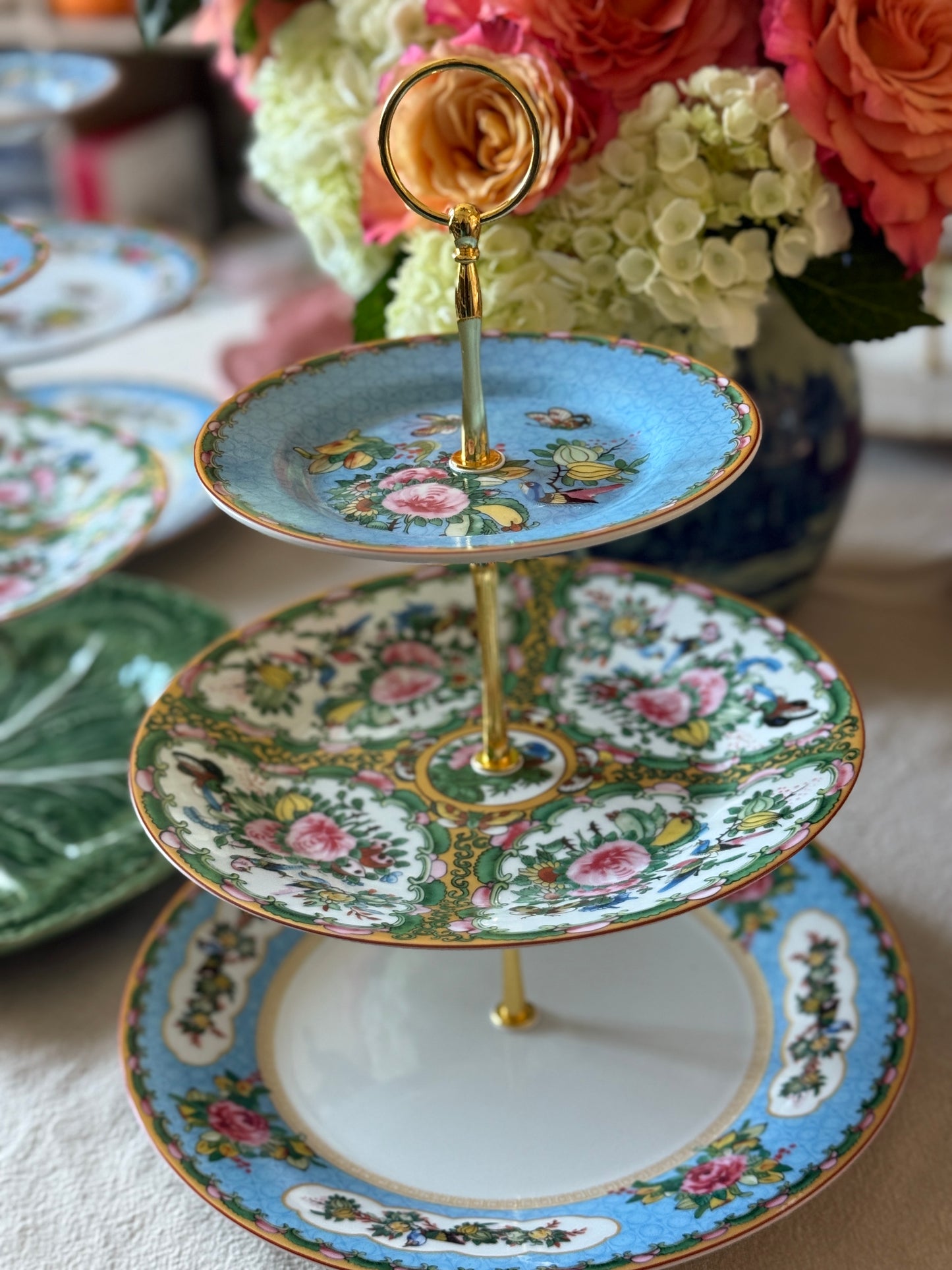 Williams Sonoma Famille Rose Three Tiered Stand - Rose Canton