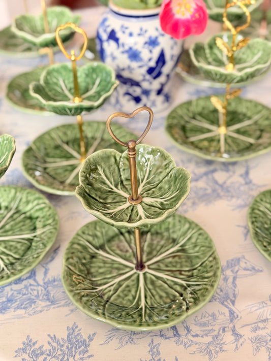 Bordallo Green Cabbage Petite Tiered Stand| Authentic & New Plates