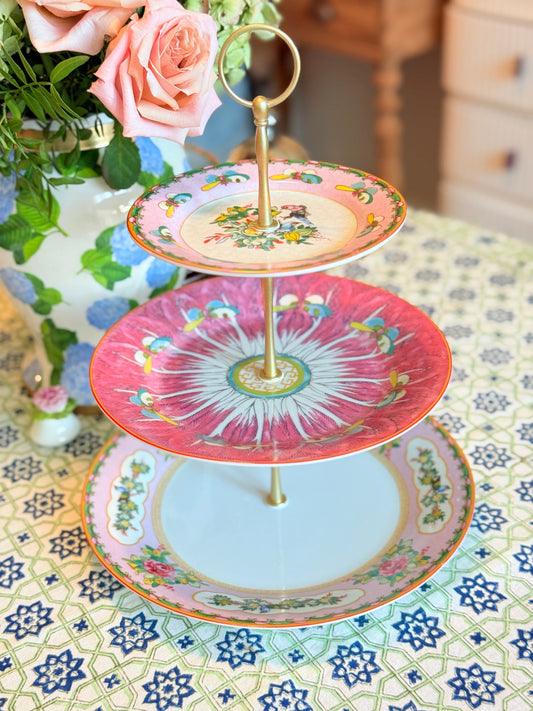 Famille Rose (Pink Bok Choy) Three Tiered Stand- Food Safe