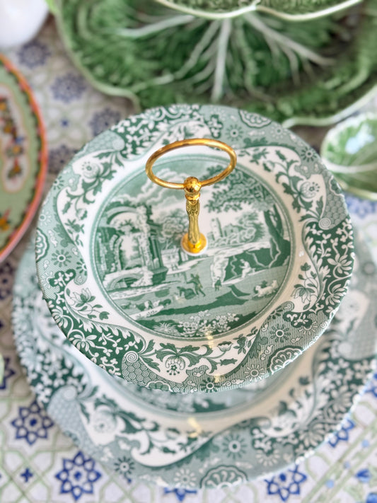 Spode Green Italian Two Tiered Stand (10.5” Base Plate)