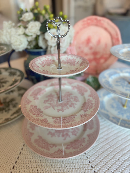 Burleigh Asiatic Pheasants Three Tiered Stand (Pink)