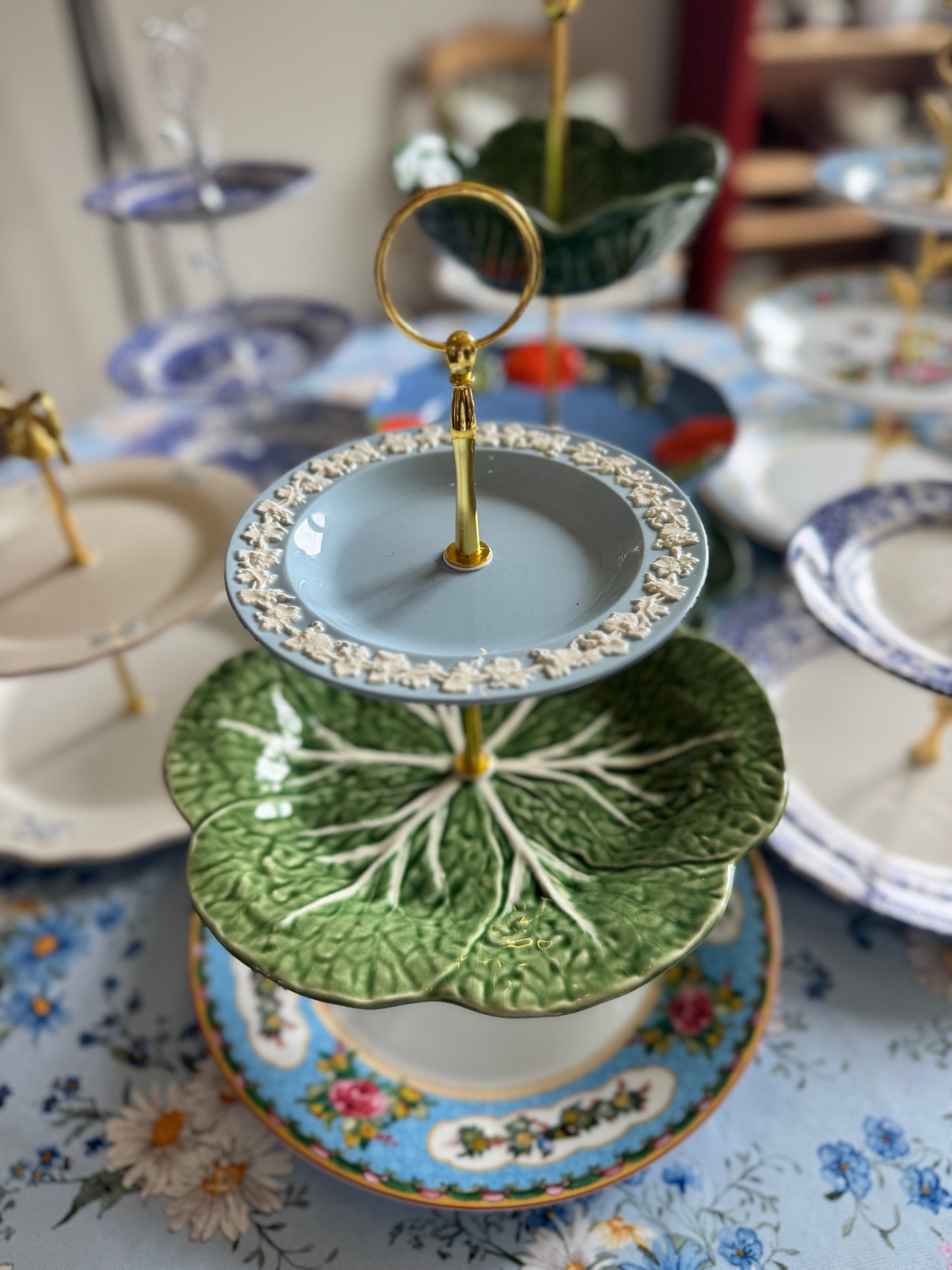 Vintage Wedgwood, Bordallo, and Williams Sonoma Tiered Stand – 3-Tier Hostess Server