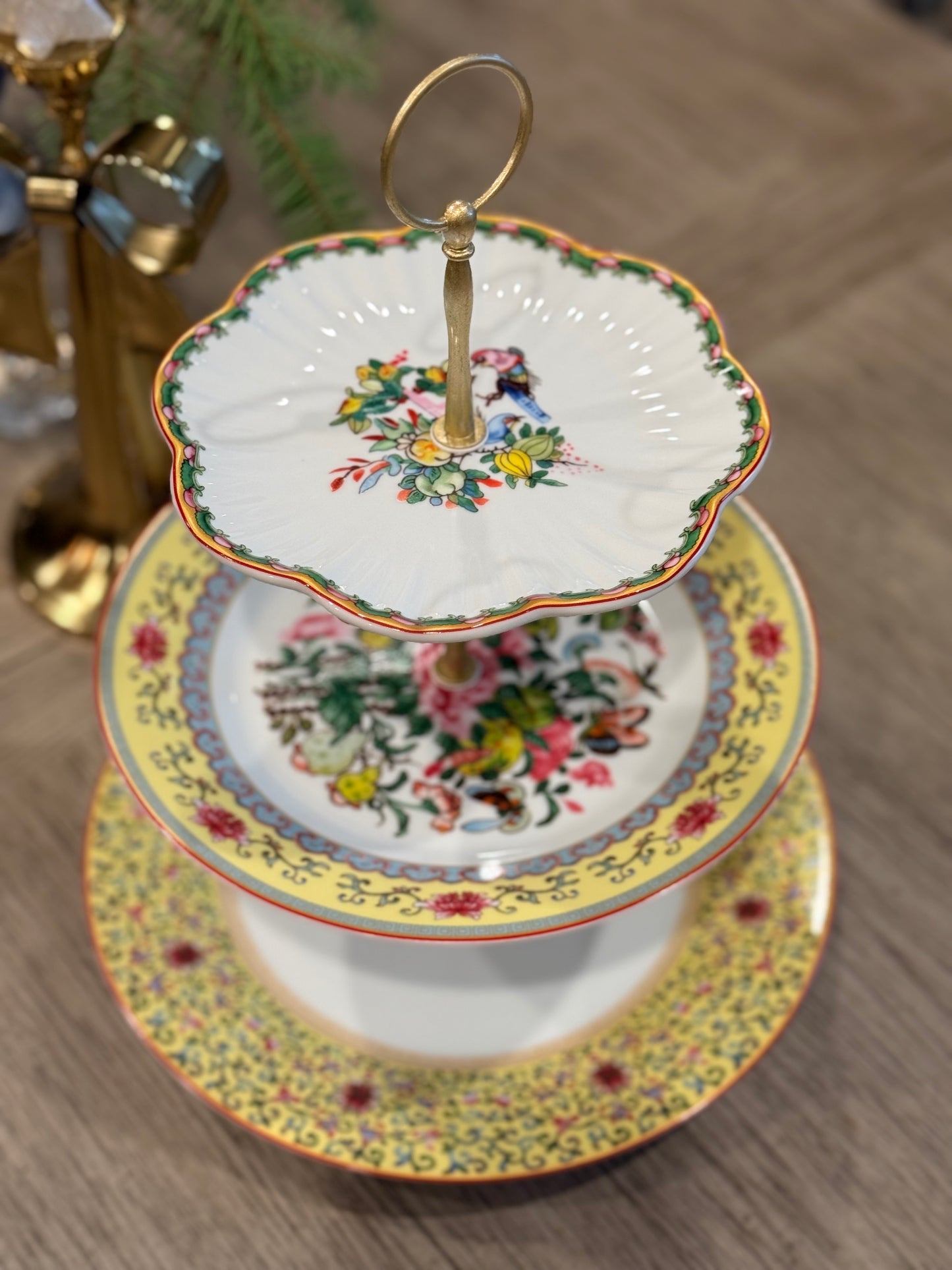 Williams Sonoma Famille Rose Three Tiered Stand- Yellow