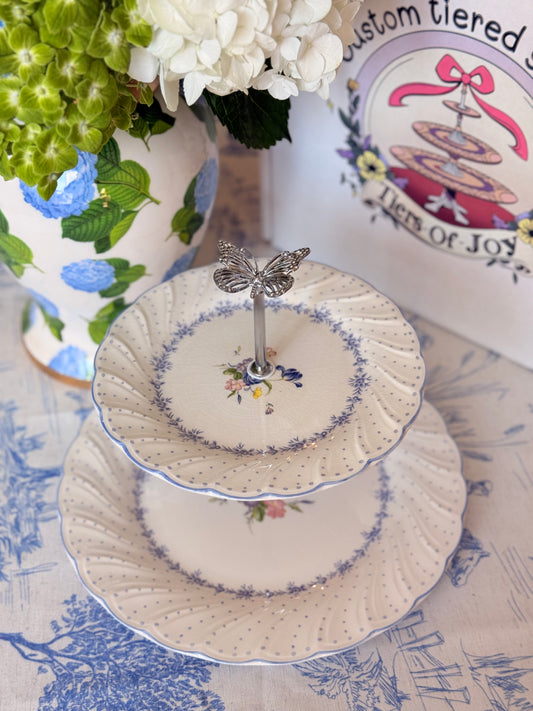 Nikko Blue Peony Two Tiered Stand (Vintage) - 10” base plate