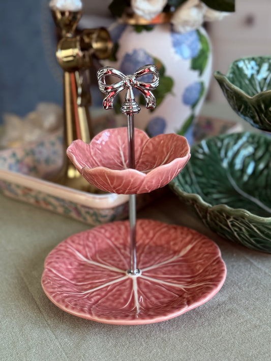 Pink Cabbage Two Tiered Stand - New Bordallo Plates!