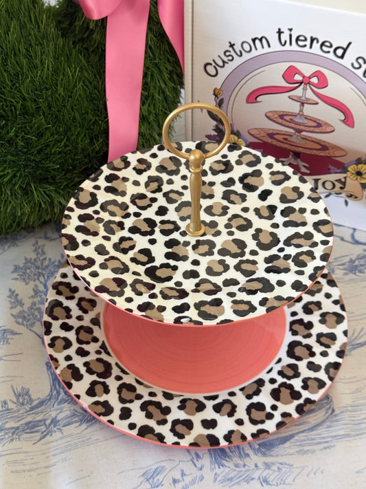 Leopard Chintz Two Tiered Stand