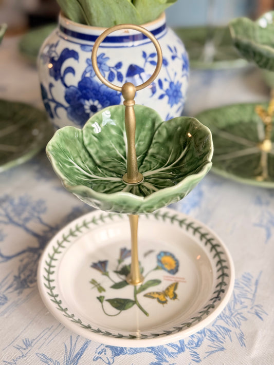 Portmeirion Botanic Garden & Bordallo Cabbage Petite Tiered Stand (Trailing Bindweed)