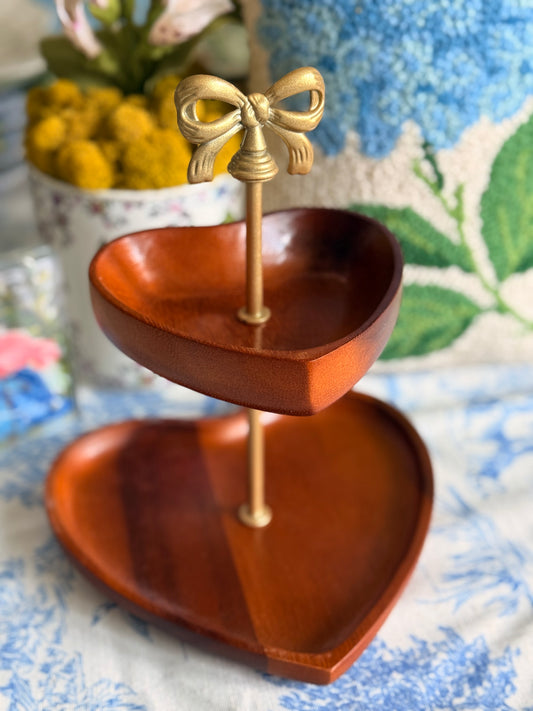 Nambe Wooden Hearts Petite Tiered Stand