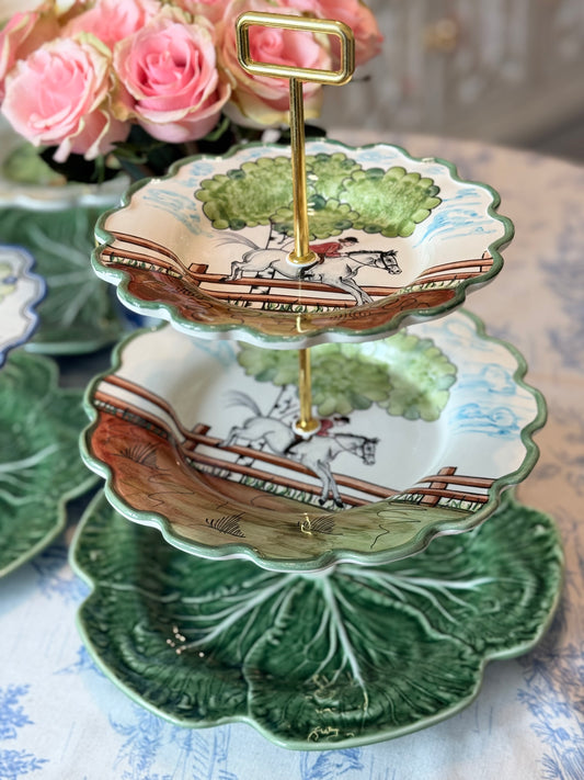 CE Corey Perfect Day and Bordallo Green Cabbage Three Tiered Stand- 12 inch base
