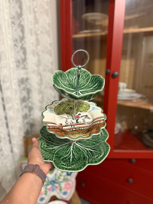 CE Corey Perfect Day and Bordallo Pinheiro Cabbage Three Tier Stand