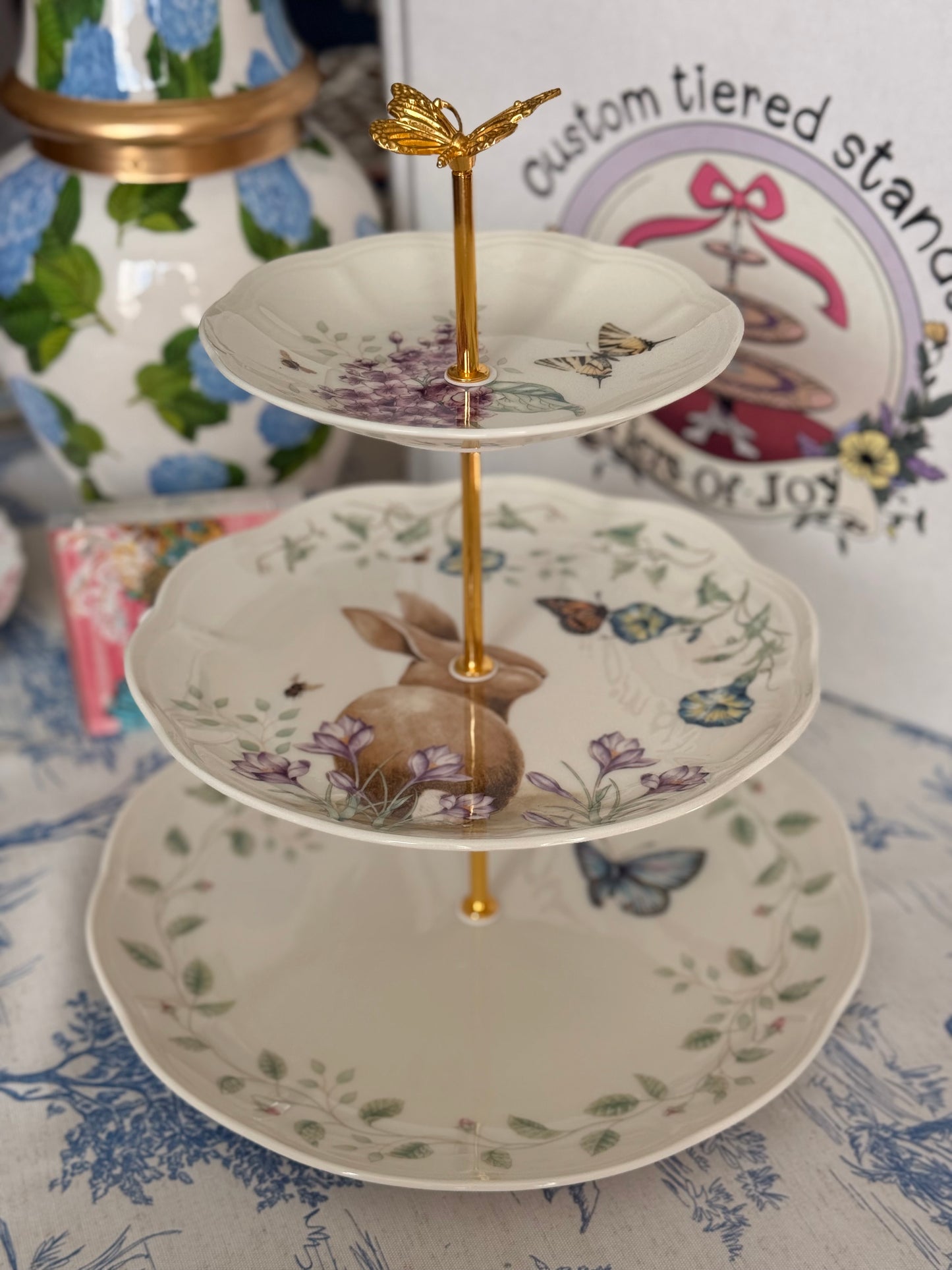 Lenox Butterfly Meadow Tiered Stand – Floral & Butterfly Three-Tier Server