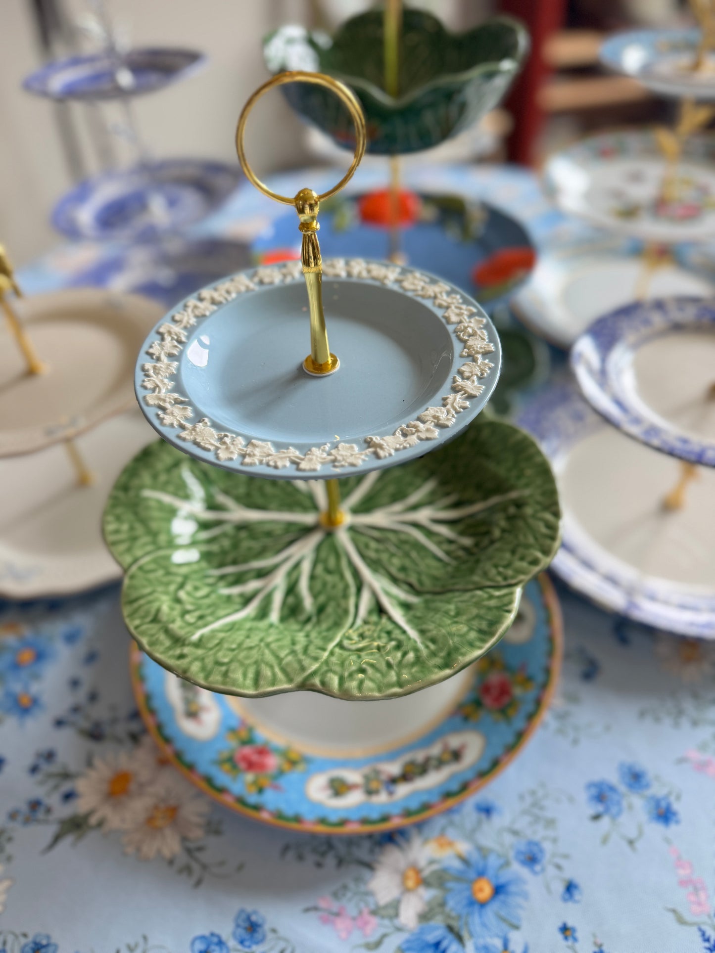 Vintage Wedgwood, Bordallo, and Williams Sonoma Tiered Stand – 3-Tier Hostess Server