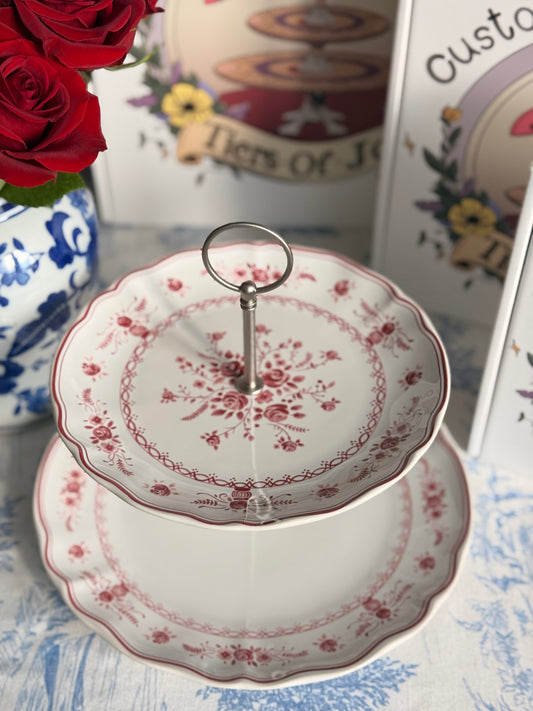 Costa Nova Vila Collection- Pink and White Two Tier Serving Stand