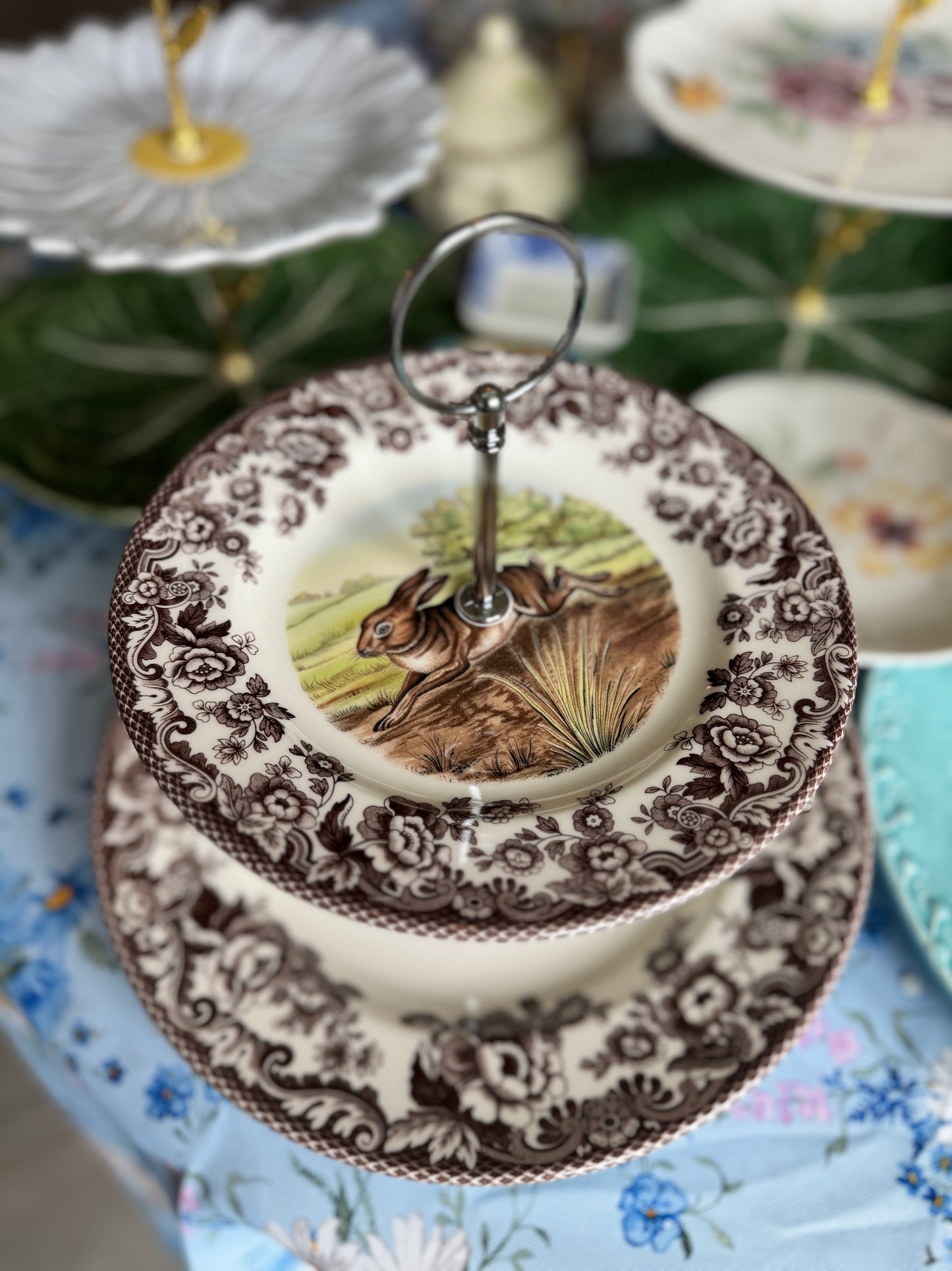 Spode Woodland Rabbit Two Tiered Stand