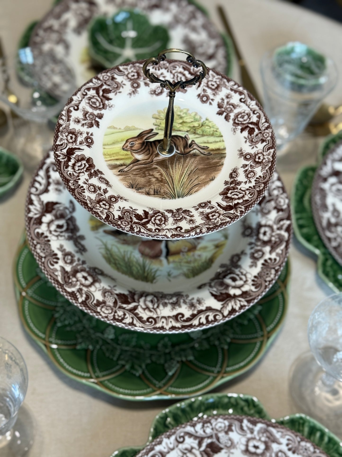 Spode Woodland and Bordallo Forest Three Tiered Stand