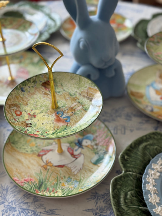 Peter Rabbit Two Tiered Stand – Baby Shower & Easter Dessert Stand | Storybook Nursery Decor (Food Safe)