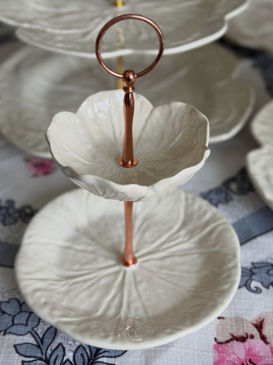 Bordallo Pinheiro Beige Cabbage Petite Tiered Stand