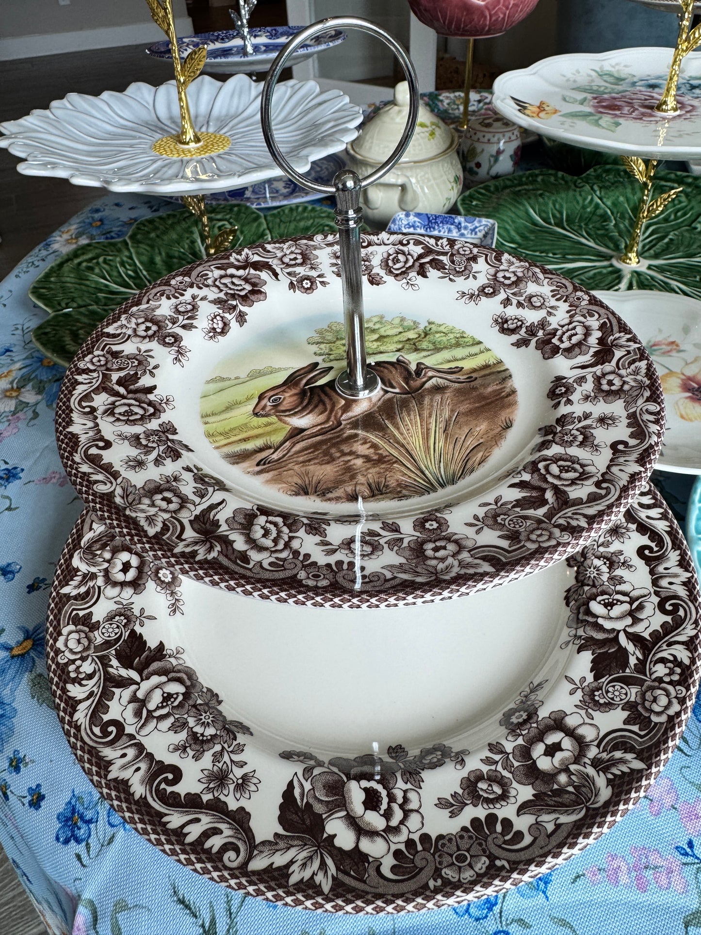Spode Woodland Rabbit Two Tiered Stand