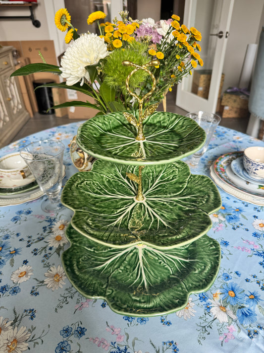 Three Tier Green Bordallo Cabbage Stand