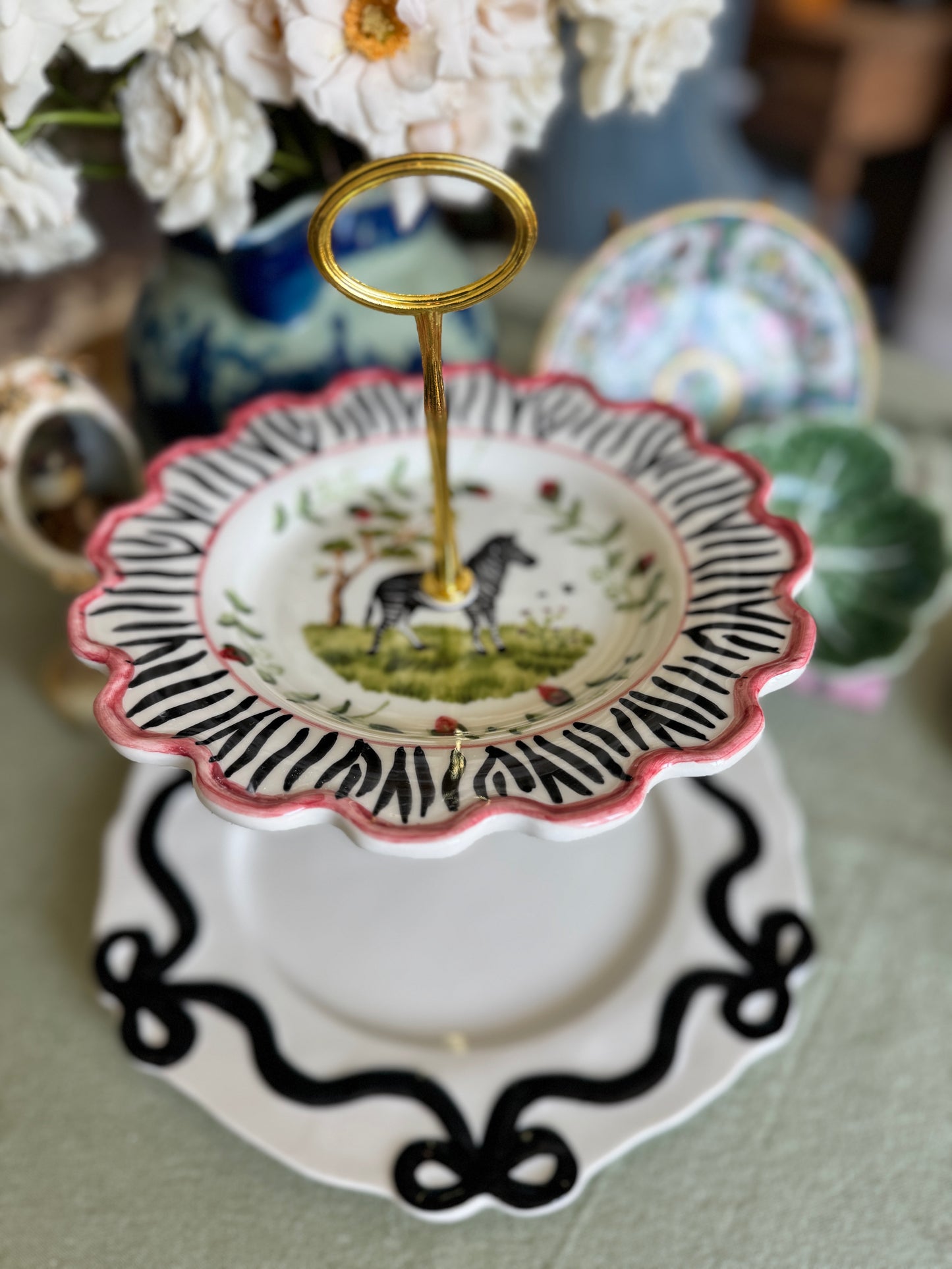 CE Corey Zebra and Anthropologie Benedita Bows Two tiered Stand