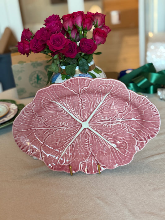 Bordallo Pinheiro Cabbage Pink Oval Platter - 14.5”
