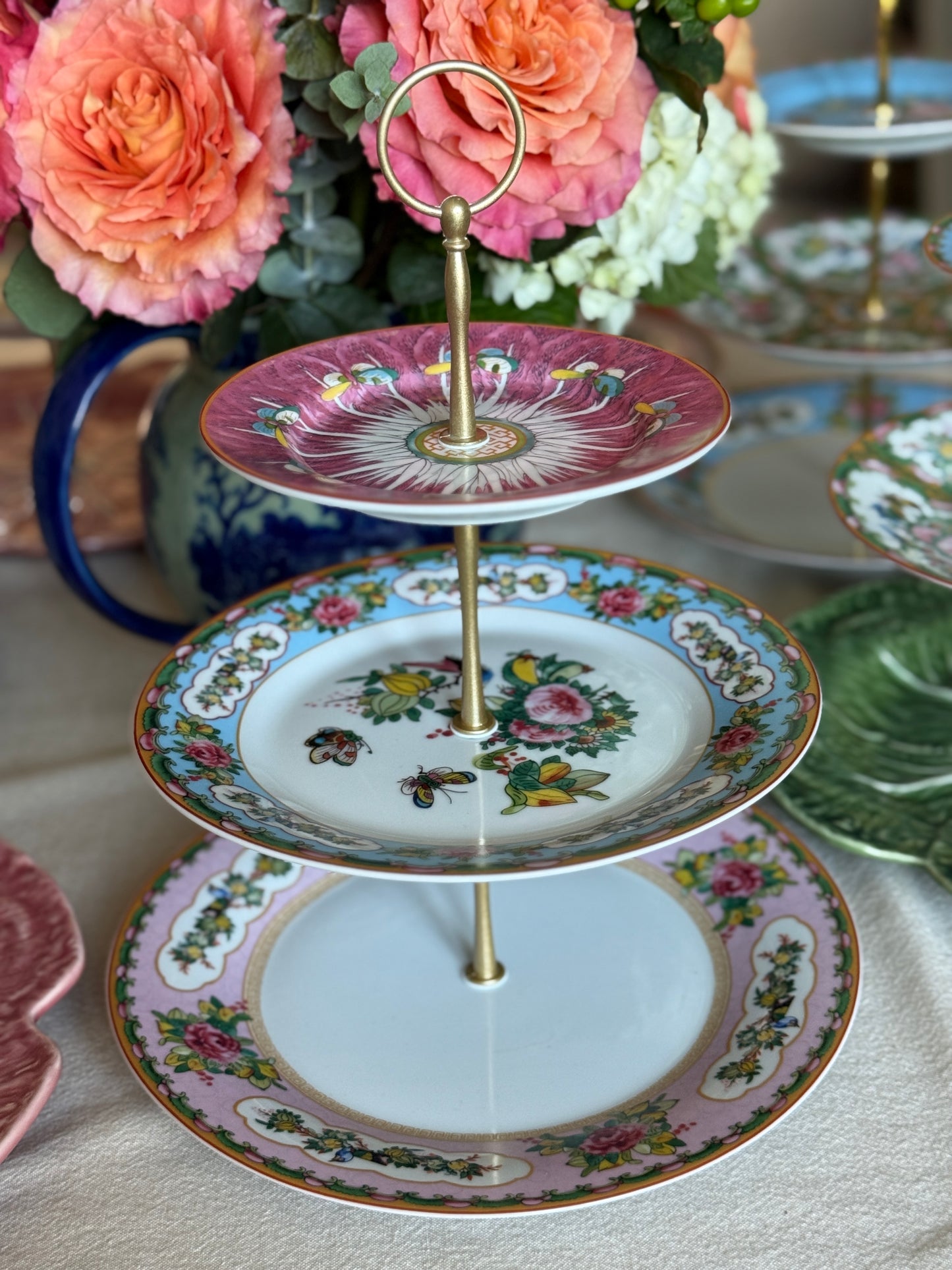 Williams Sonoma Famille Rose Tiered Stand- Pink Bok Choy