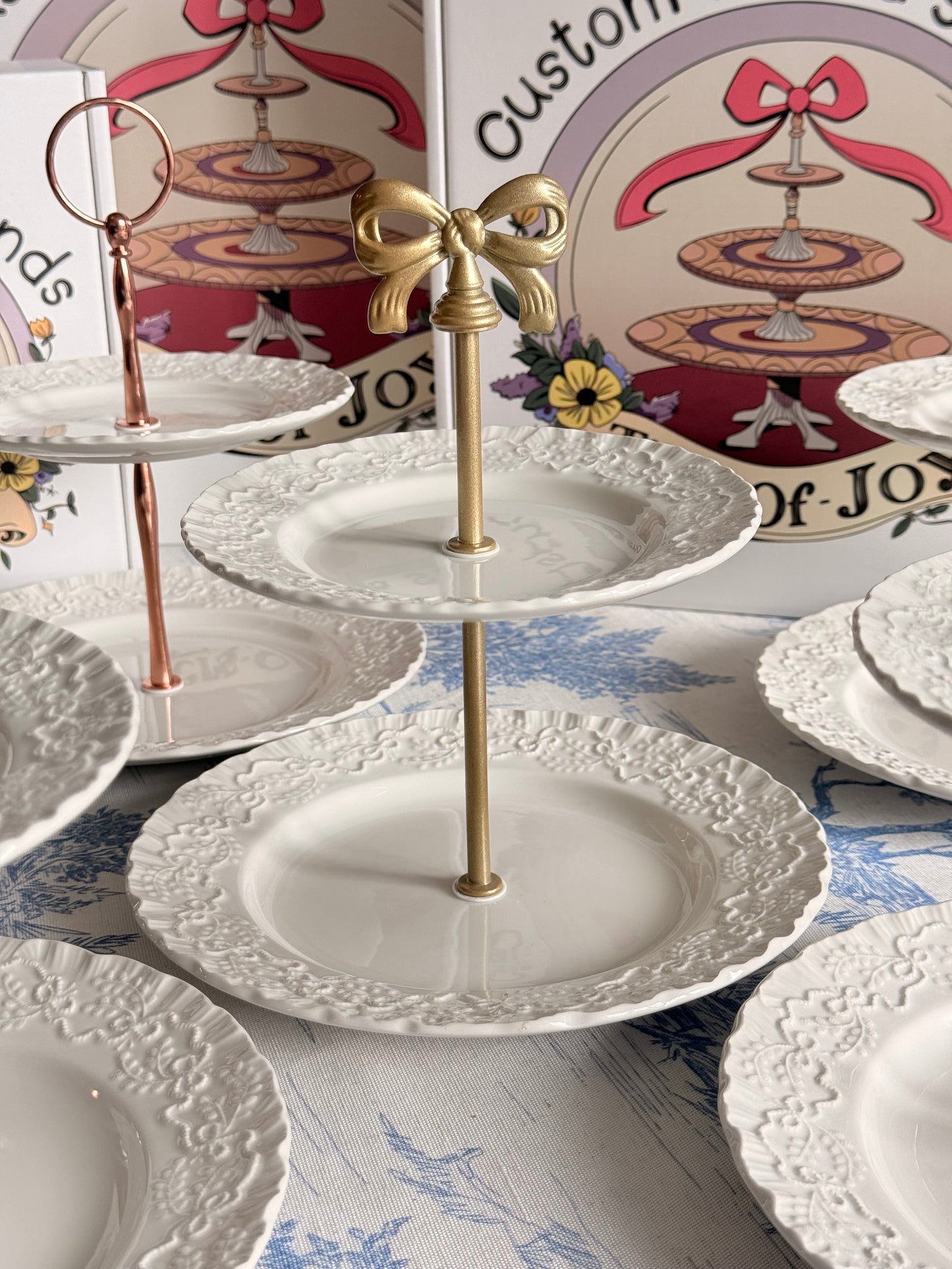 Ralph Lauren by Wedgwood Claire Two Tier Tray- Sophisticated elegant tray (8.5” base)