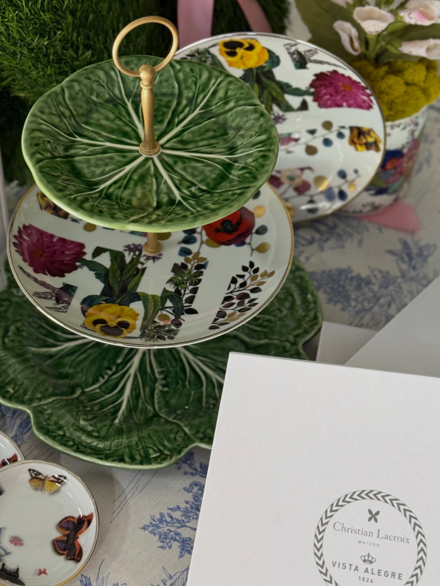Vista Alegre Christian LaCroix and Bordallo Cabbage Three Tiered Serving Stand