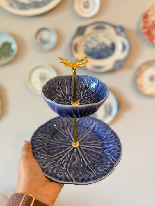 Made in Portugal Blue Cabbage Petite Tiered Stand