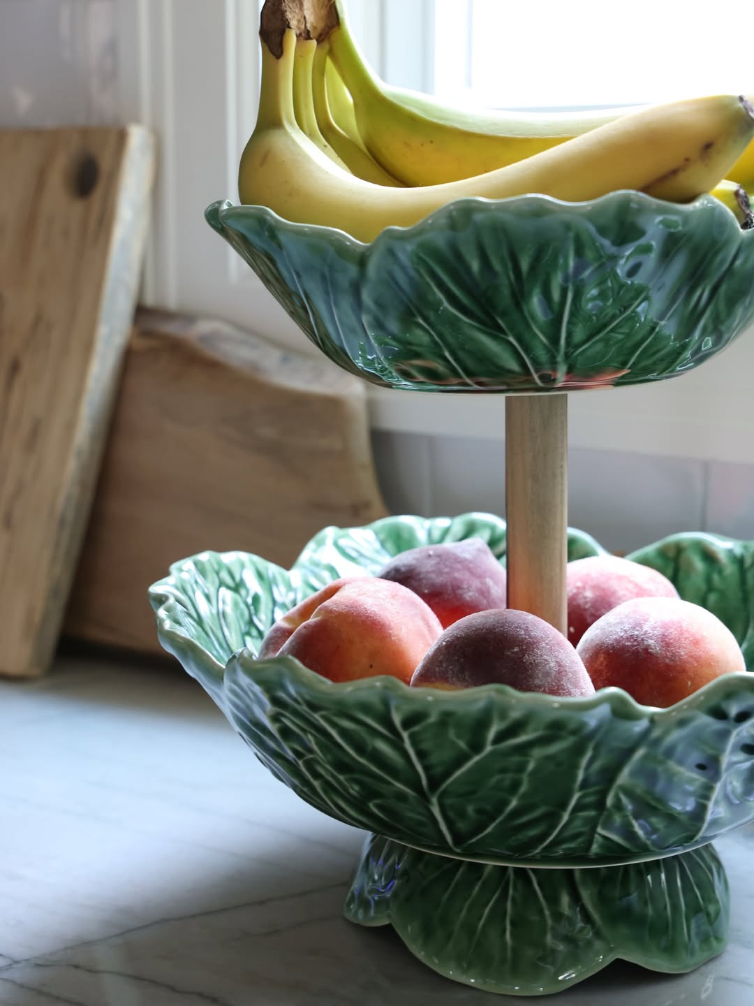 Handcrafted Bordallo Pinheiro Cabbage Bowl Fruit Stand – Tiered Produce & Dessert Display