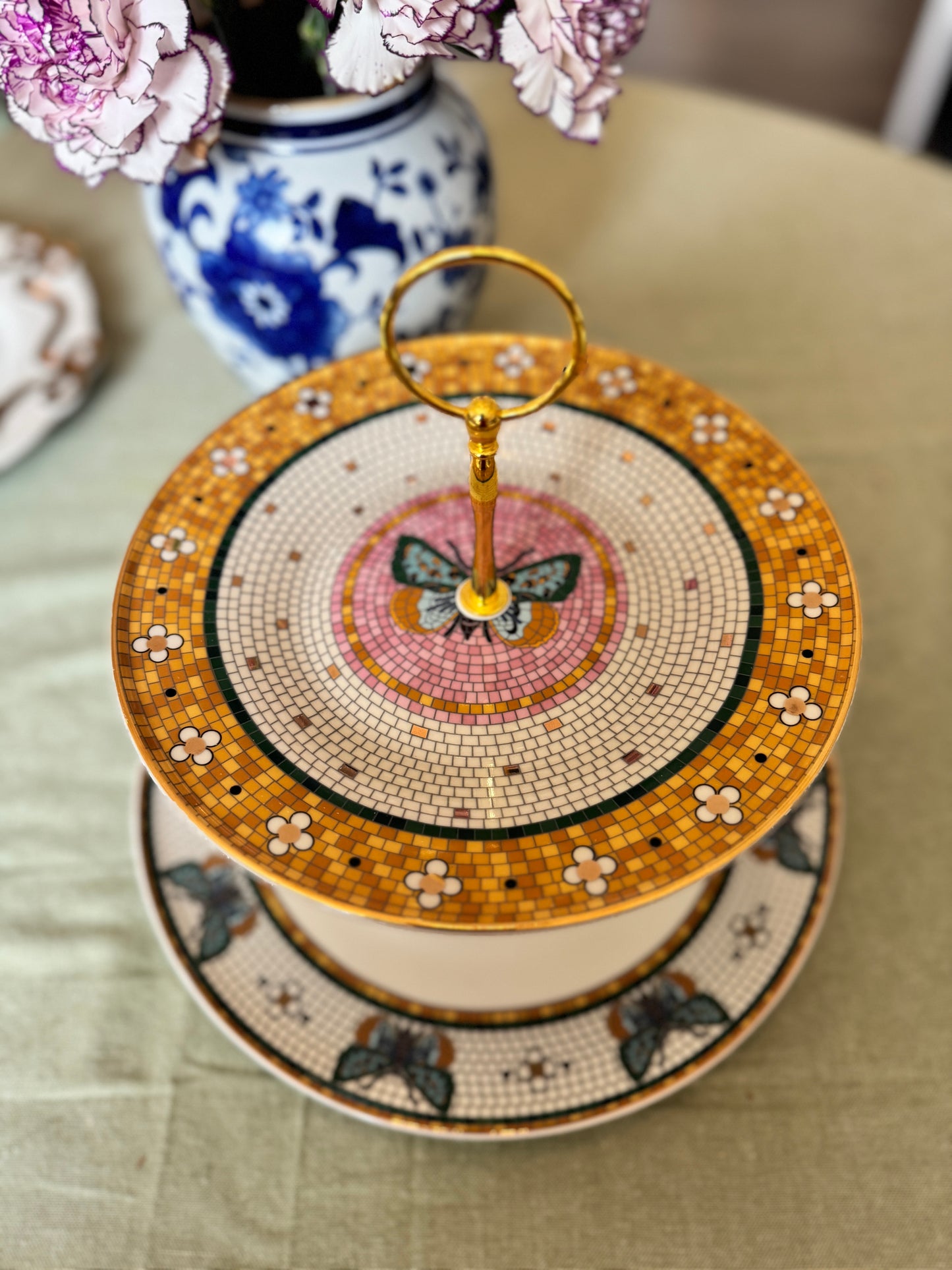 Anthropologie Bistro Tile Garden Edition Two Tiered Stand