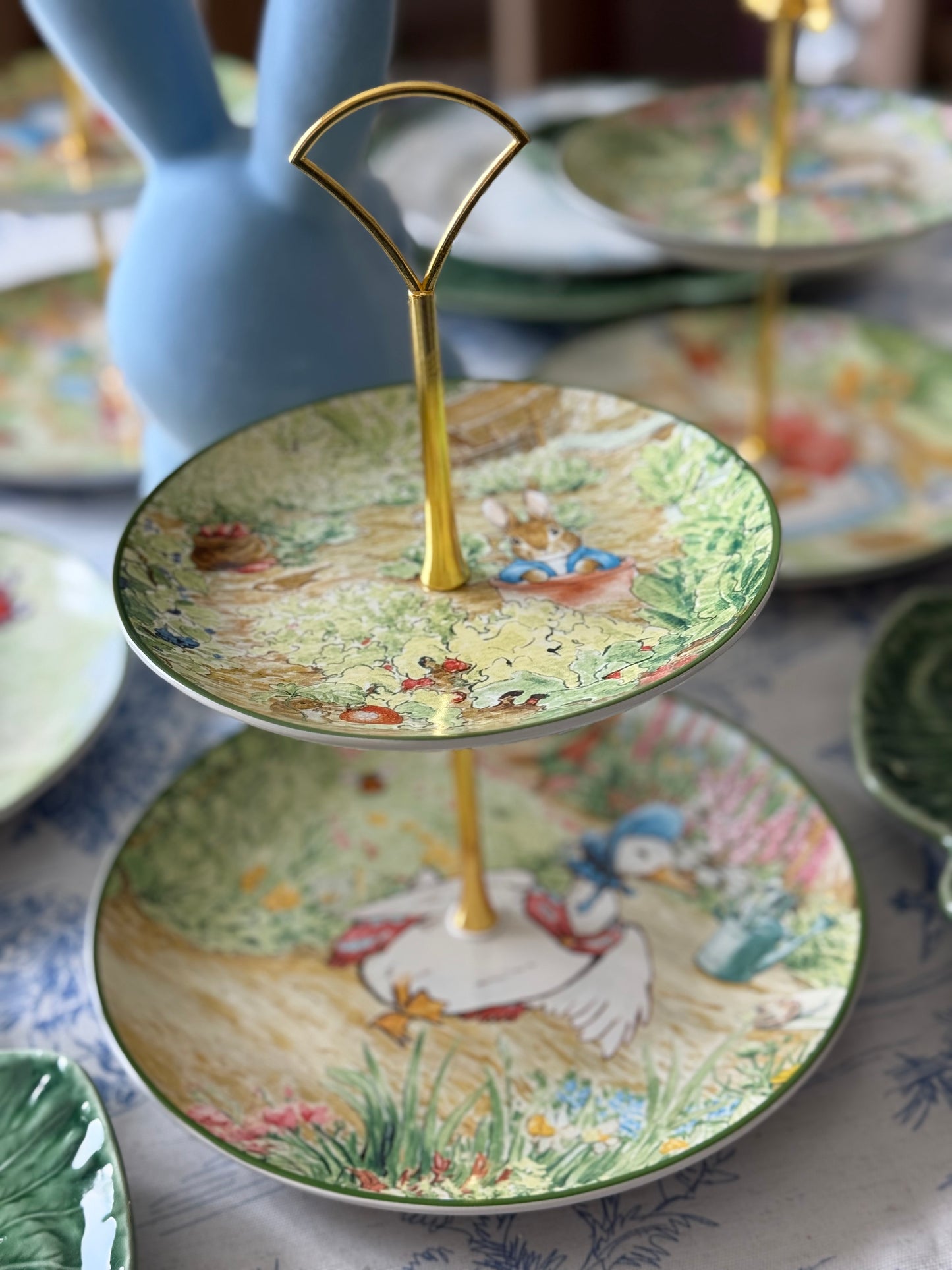 Peter Rabbit Two Tiered Stand – Baby Shower & Easter Dessert Stand | Storybook Nursery Decor (Food Safe)