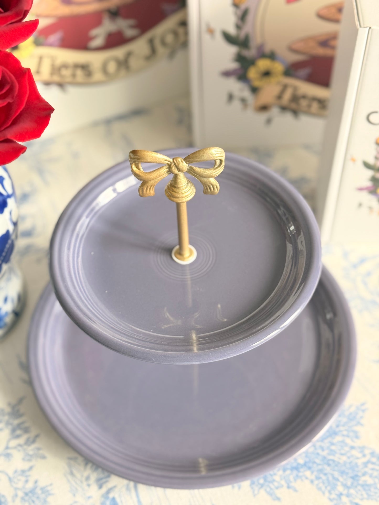 Fiesta Lavender Tiered Stand – 90th Anniversary Color | Two-Tier Serving Stand | Collectible Fiesta Display Stand