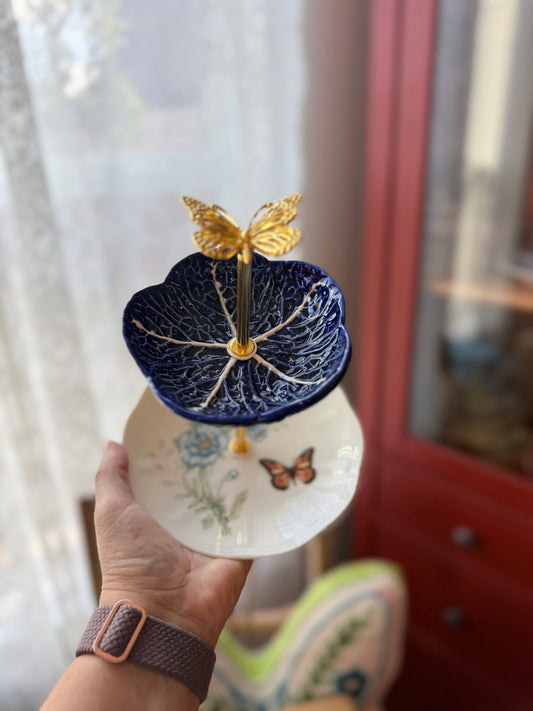 Blue Cabbage and Lenox Butterfly Meadows Petite Stand