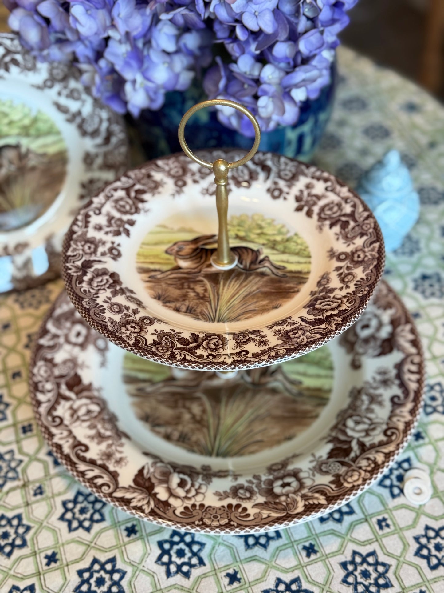 Spode Woodland Rabbits- Two Tiered Stand