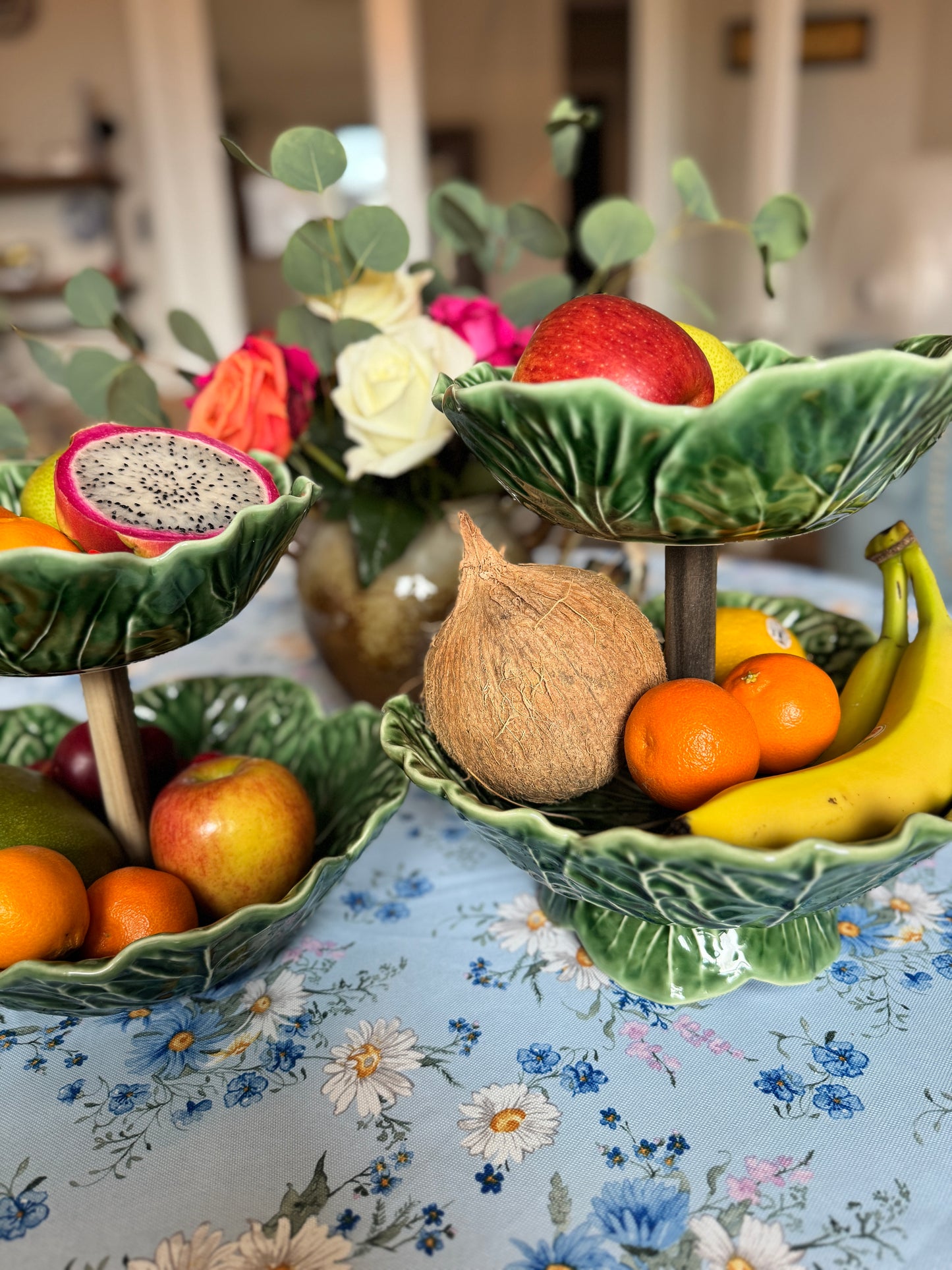 Handcrafted Bordallo Pinheiro Cabbage Bowl Fruit Stand – Tiered Produce & Dessert Display