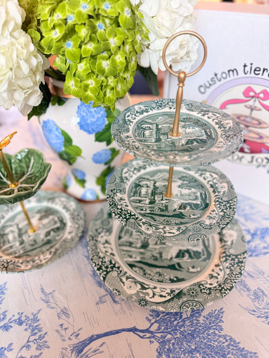 Spode Green Italian Three Tiered Serving Stand