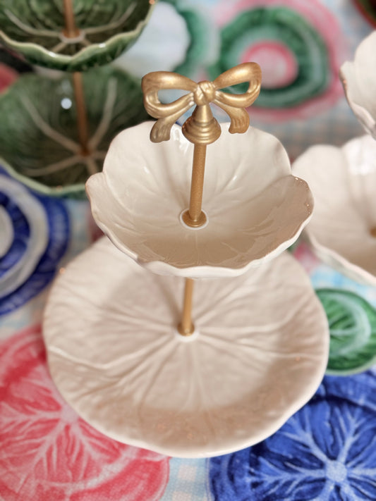 Bordallo Pinheiro Beige Cabbage Petite Tiered Stand