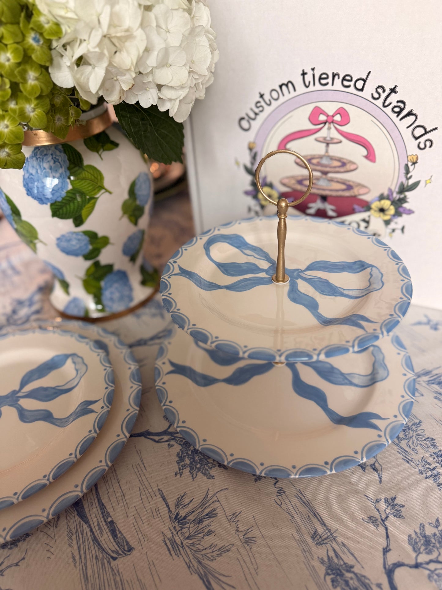 Mrs. Alice Blue Bow - Two Tiered Stand (10” base plate)