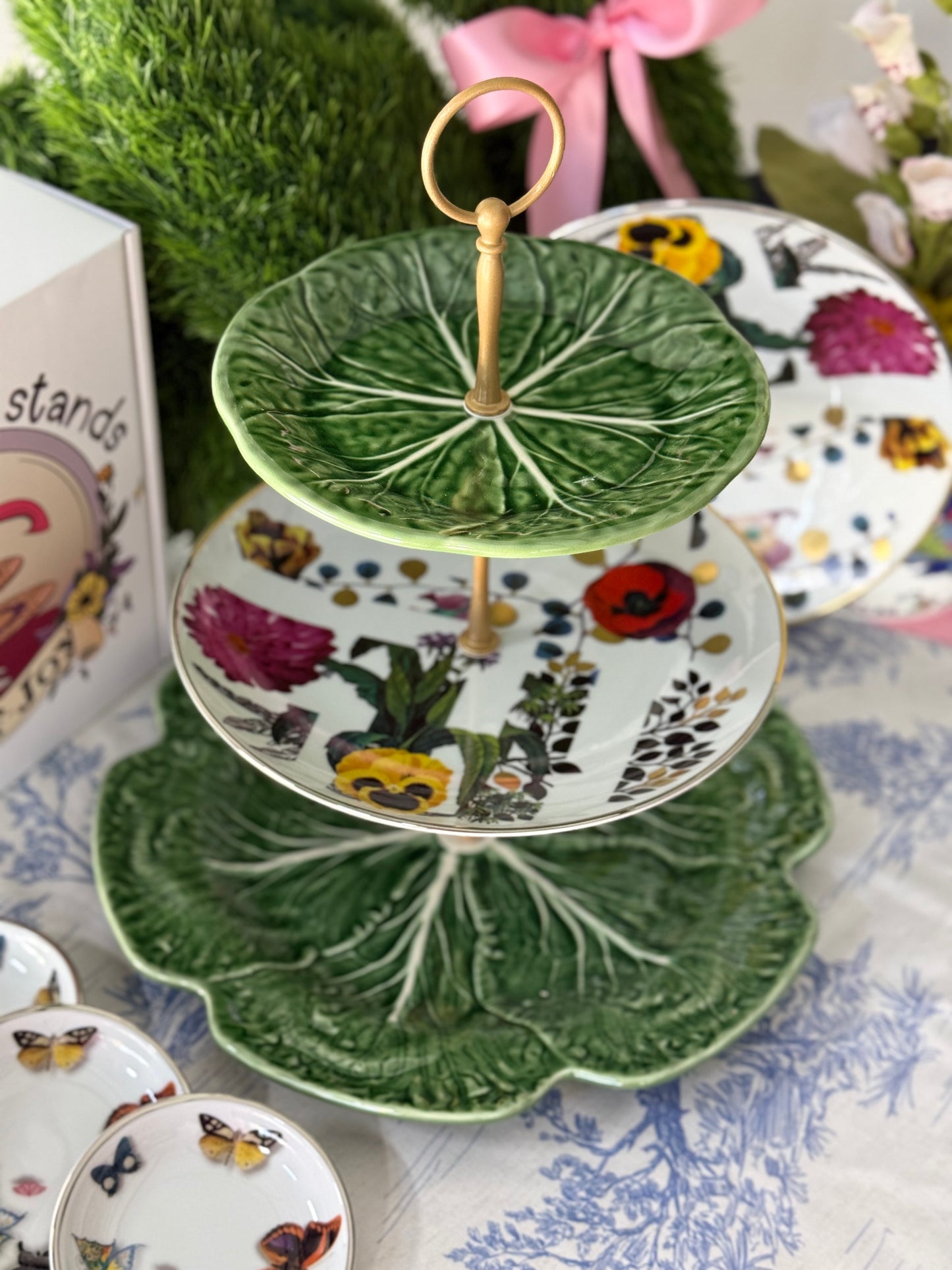 Vista Alegre Christian LaCroix and Bordallo Cabbage Three Tiered Serving Stand
