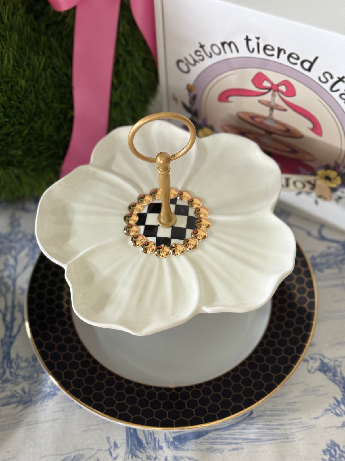 Mackenzie-Childs & Williams Sonoma Honeycomb Tiered Stand