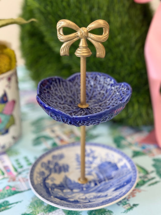 Blue Cabbage and Spode Blue Room Petite Tiered Stand