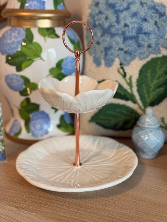 Bordallo Pinheiro Beige Cabbage Petite Tiered Stand