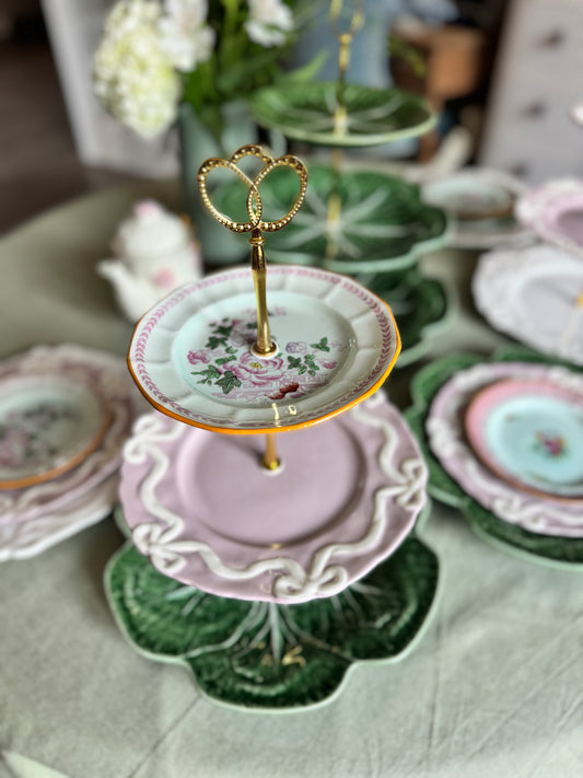 Adam’s Calix, Anthropologie Benedita Bow & Bordallo Cabbage Tiered Stand – Vintage & Designer China