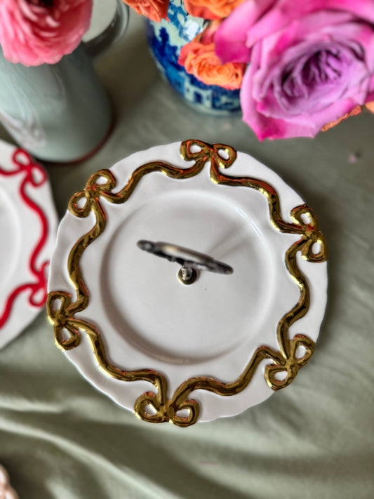 Anthropologie Benedita Bow Metallic Gold Tiered Stand – Luxury Dessert & Serving Tray