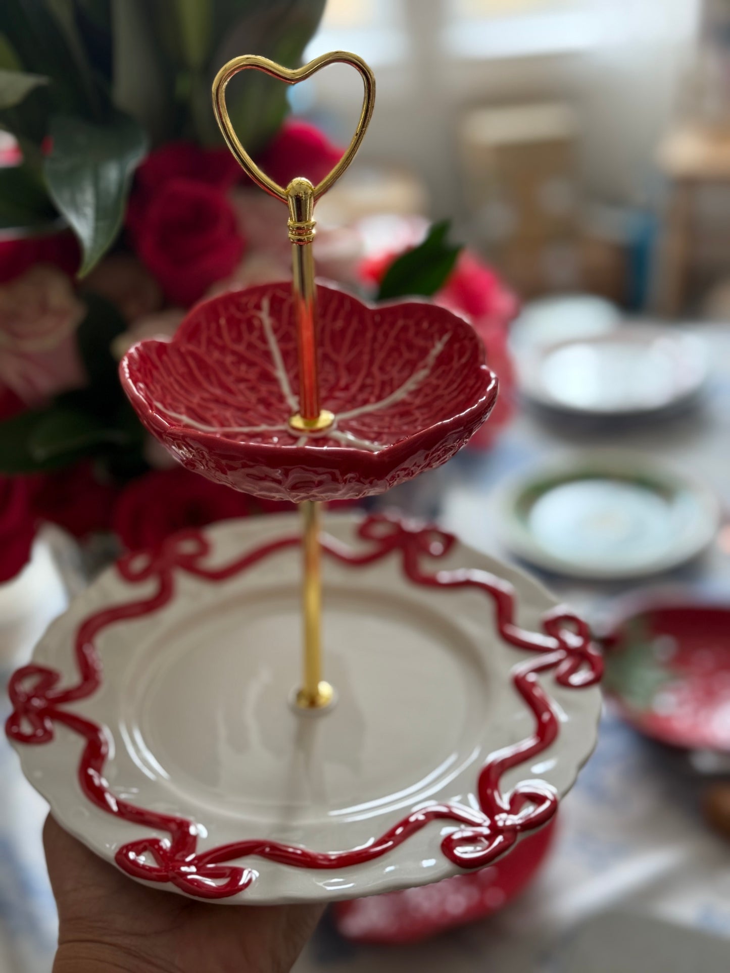 Red Cabbage (Made in Portugal) and Anthropologie Benedita Red Bows Petite Stand