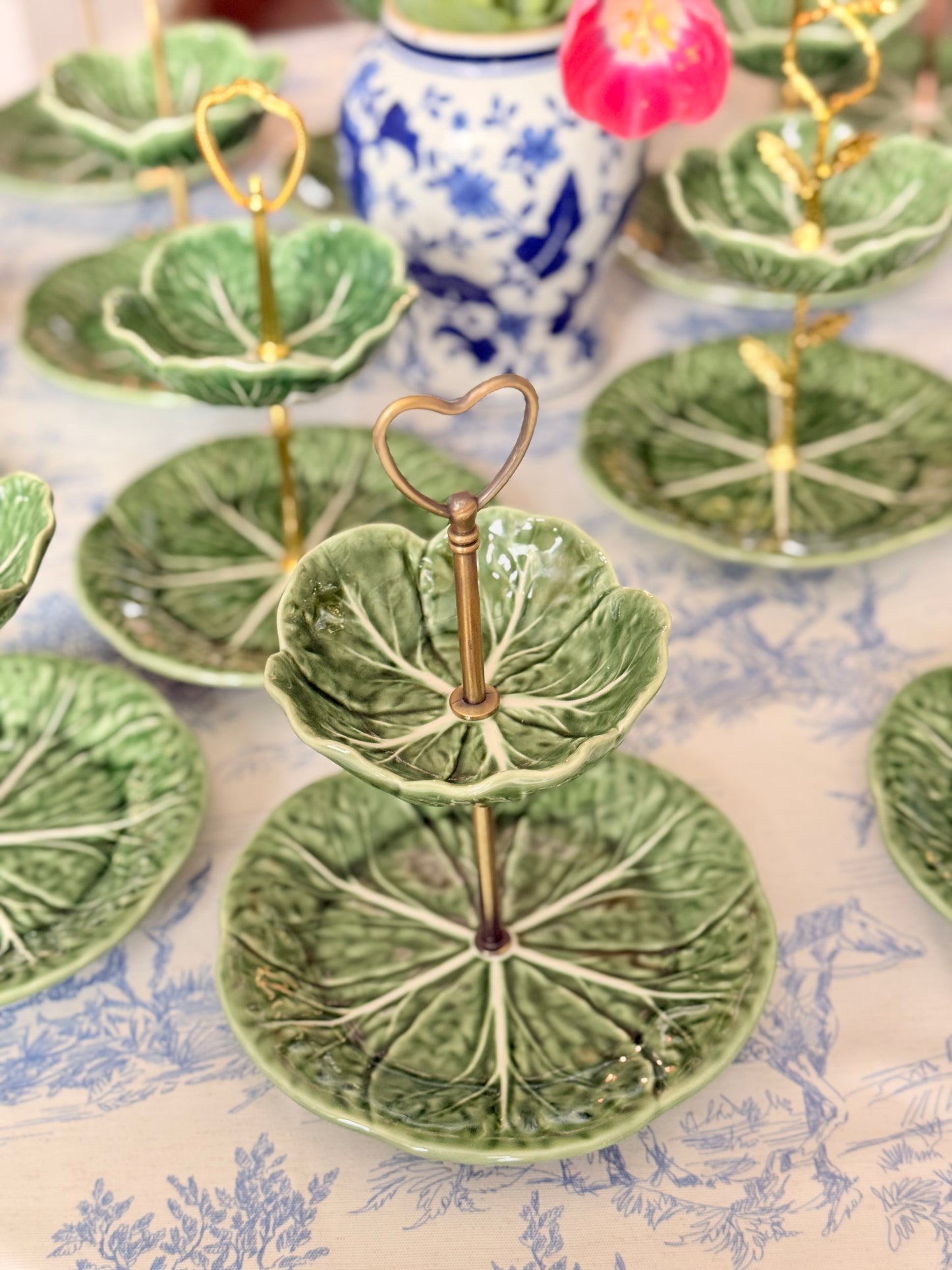 Bordallo Green Cabbage Petite Tiered Stand| Authentic & New Plates