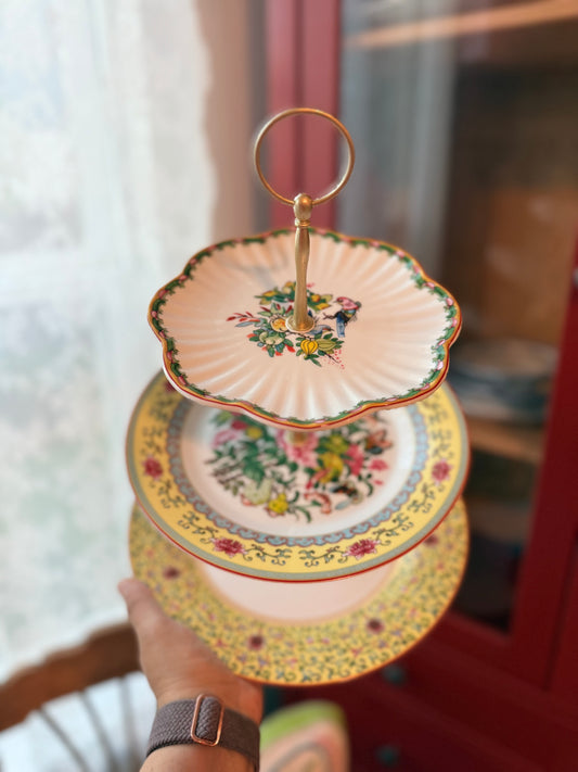 Williams Sonoma Famille Rose Three Tiered Stand- Yellow